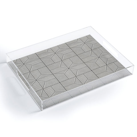 Little Arrow Design Co bohemian geometric tiles bone Acrylic Tray