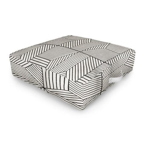 Little Arrow Design Co bohemian geometric tiles bone Outdoor Floor Cushion