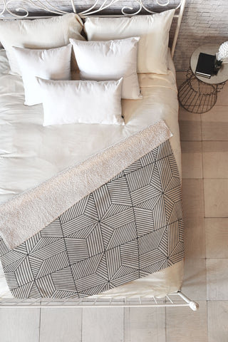 Little Arrow Design Co bohemian geometric tiles bone Fleece Throw Blanket