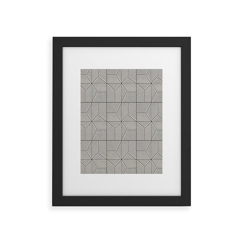 Little Arrow Design Co bohemian geometric tiles bone Framed Art Print