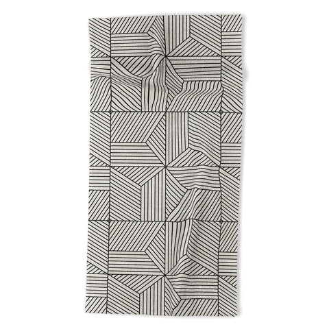 Little Arrow Design Co bohemian geometric tiles bone Beach Towel