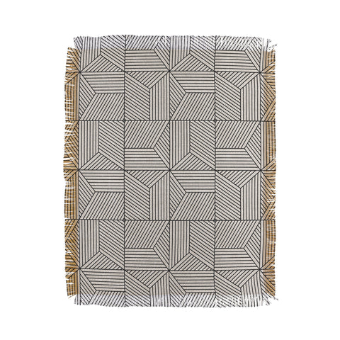 Little Arrow Design Co bohemian geometric tiles bone Throw Blanket