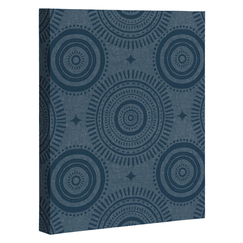 Little Arrow Design Co boho sun and stars dark blue Art Canvas