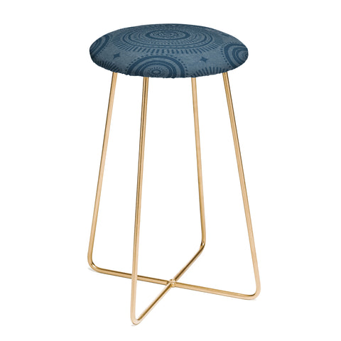 Little Arrow Design Co boho sun and stars dark blue Counter Stool