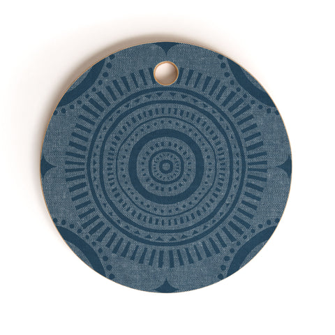 Little Arrow Design Co boho sun and stars dark blue Cutting Board Round