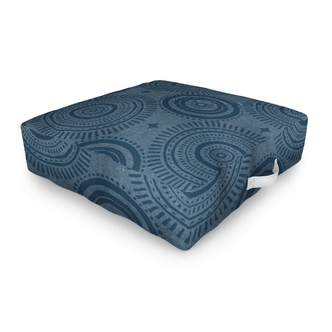 Little Arrow Design Co boho sun and stars dark blue Outdoor Floor Cushion