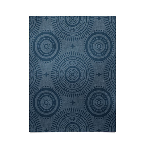 Little Arrow Design Co boho sun and stars dark blue Poster