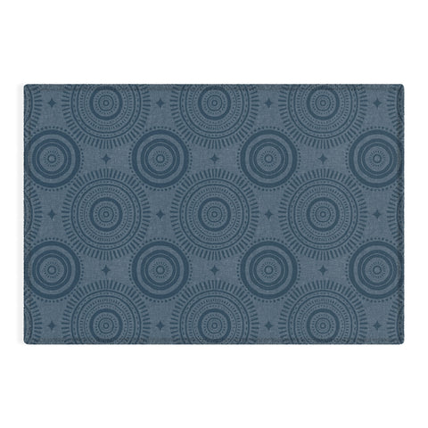 Little Arrow Design Co boho sun and stars dark blue Outdoor Rug