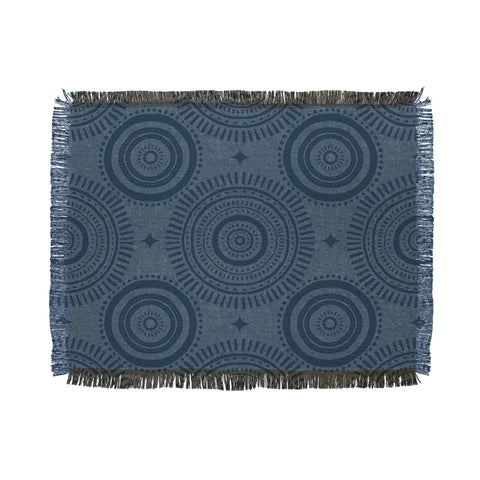 Little Arrow Design Co boho sun and stars dark blue Throw Blanket
