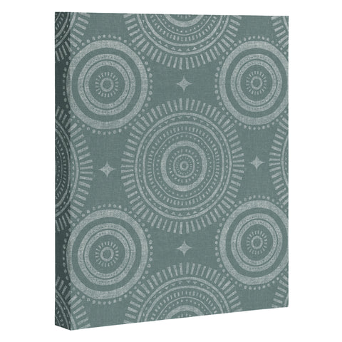 Little Arrow Design Co boho sun and stars dark teal Art Canvas