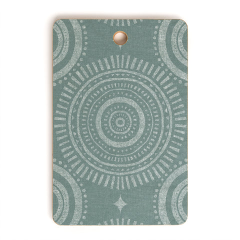 Little Arrow Design Co boho sun and stars dark teal Cutting Board Rectangle