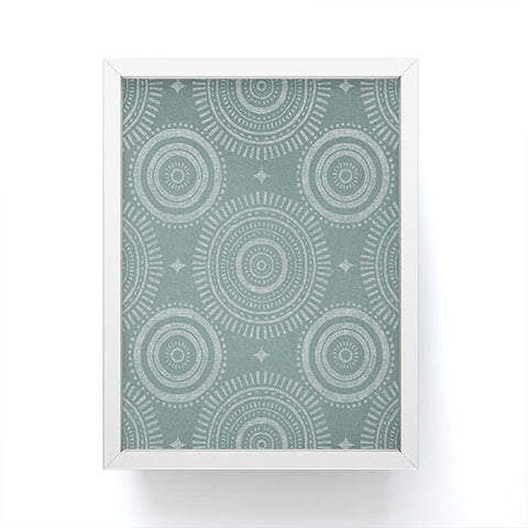 Little Arrow Design Co boho sun and stars dark teal Framed Mini Art Print