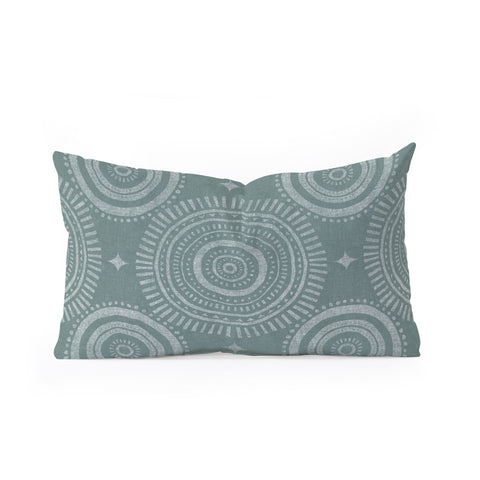 Little Arrow Design Co boho sun and stars dark teal Oblong Throw Pillow