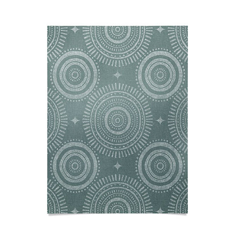 Little Arrow Design Co boho sun and stars dark teal Poster