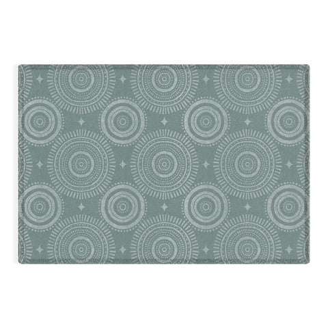 Little Arrow Design Co boho sun and stars dark teal Outdoor Rug