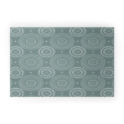 Little Arrow Design Co boho sun and stars dark teal Welcome Mat