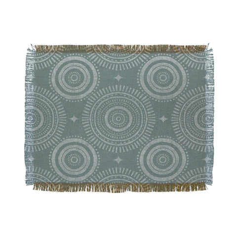 Little Arrow Design Co boho sun and stars dark teal Throw Blanket