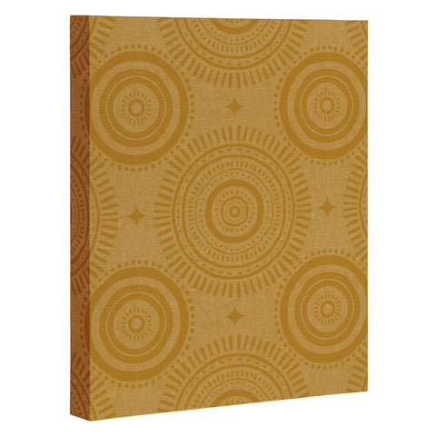 Little Arrow Design Co boho sun and stars gold Art Canvas