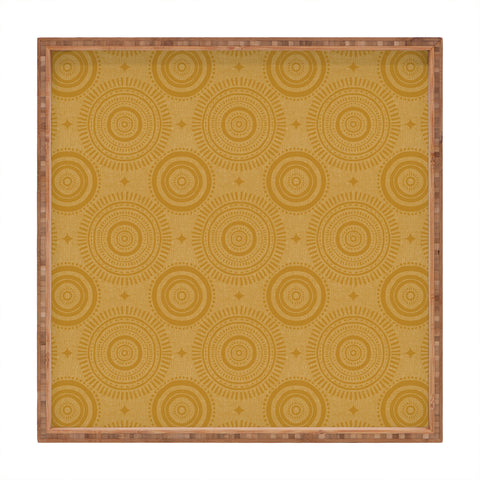Little Arrow Design Co boho sun and stars gold Square Tray