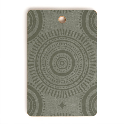 Little Arrow Design Co boho sun and stars olive Cutting Board Rectangle