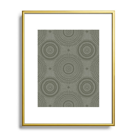 Little Arrow Design Co boho sun and stars olive Metal Framed Art Print