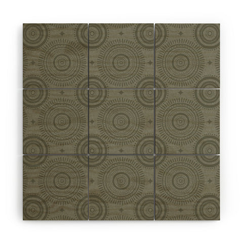 Little Arrow Design Co boho sun and stars olive Wood Wall Mural