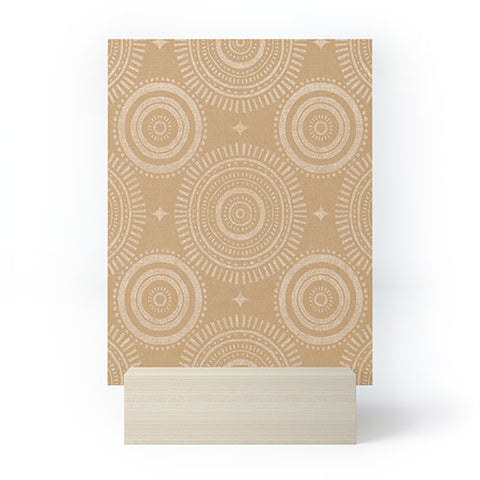 Little Arrow Design Co boho sun and stars tan Mini Art Print