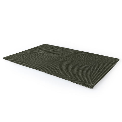 Little Arrow Design Co boho triangle stripes olive green Area Rug