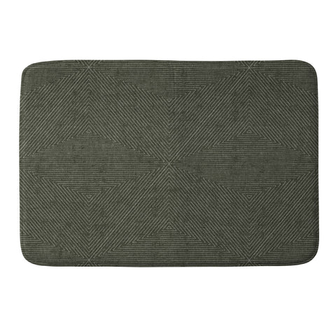 Little Arrow Design Co boho triangle stripes olive green Memory Foam Bath Mat