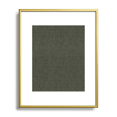 Little Arrow Design Co boho triangle stripes olive green Metal Framed Art Print