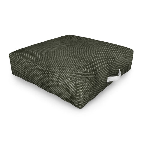 Little Arrow Design Co boho triangle stripes olive green Outdoor Floor Cushion