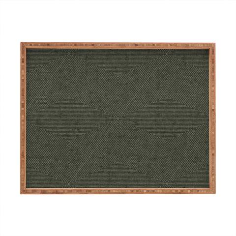 Little Arrow Design Co boho triangle stripes olive green Rectangular Tray
