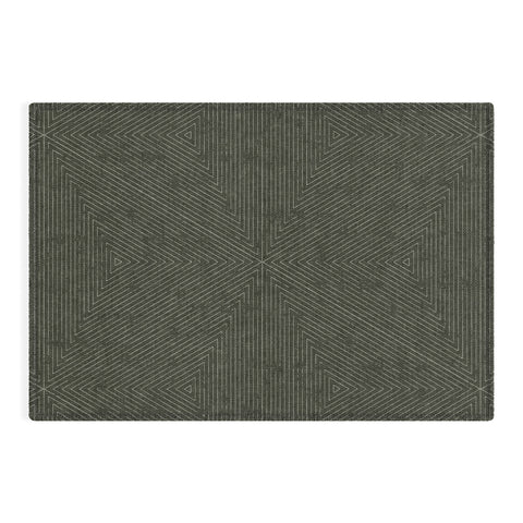 Little Arrow Design Co boho triangle stripes olive green Outdoor Rug