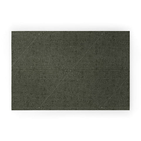 Little Arrow Design Co boho triangle stripes olive green Welcome Mat