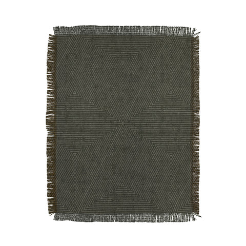 Little Arrow Design Co boho triangle stripes olive green Throw Blanket