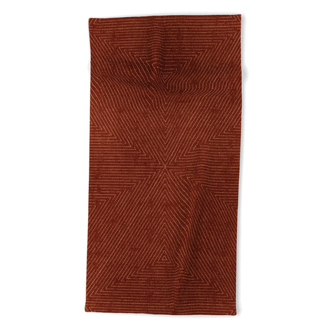 Little Arrow Design Co boho triangle stripes rust Beach Towel