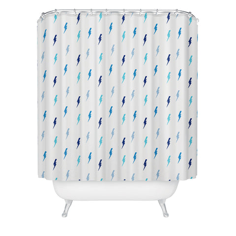 Little Arrow Design Co bolts in blue Shower Curtain