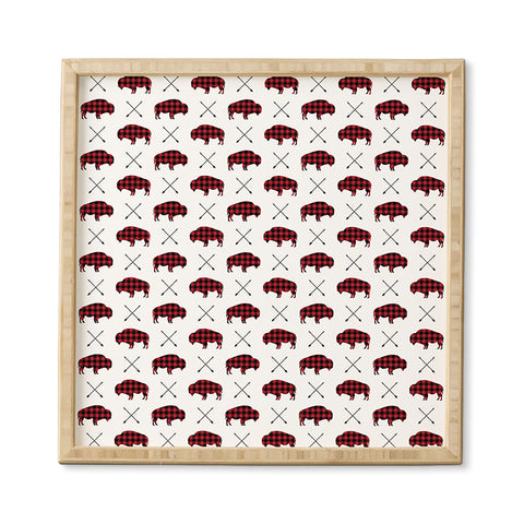 Little Arrow Design Co buffalo and arrows in plaid Framed Wall Art