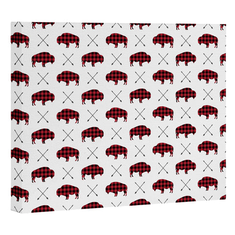 Little Arrow Design Co buffalo and arrows in plaid Art Canvas