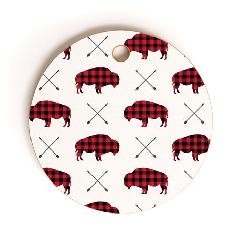 Little Arrow Design Co buffalo and arrows in plaid Cutting Board Round