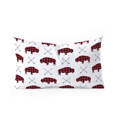 Little Arrow Design Co buffalo and arrows in plaid Oblong Throw Pillow