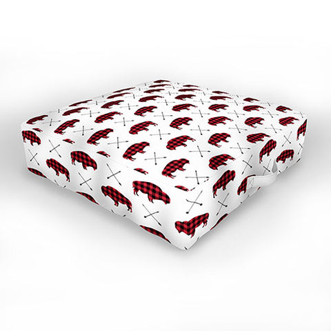 Little Arrow Design Co buffalo and arrows in plaid Outdoor Floor Cushion