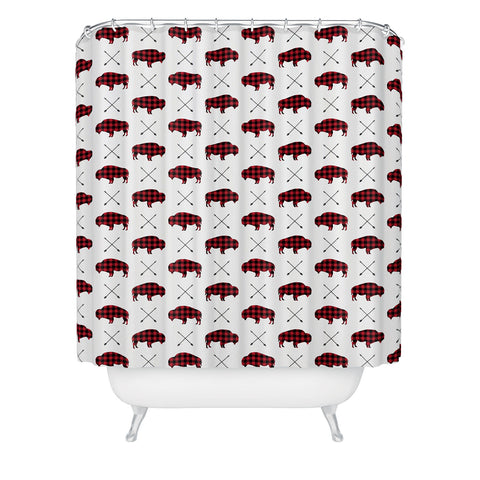 Little Arrow Design Co buffalo and arrows in plaid Shower Curtain