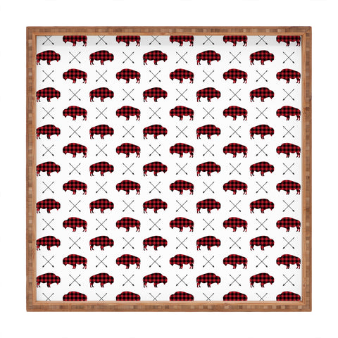 Little Arrow Design Co buffalo and arrows in plaid Square Tray