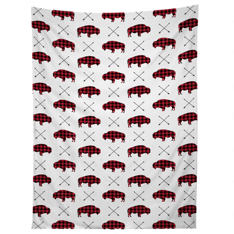 Little Arrow Design Co buffalo and arrows in plaid Tapestry