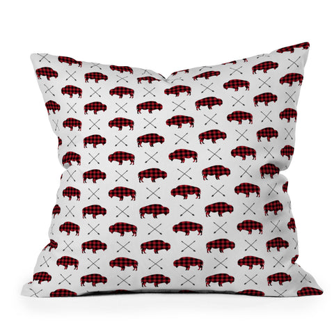 Little Arrow Design Co buffalo and arrows in plaid Throw Pillow
