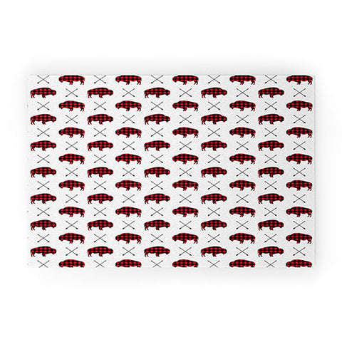 Little Arrow Design Co buffalo and arrows in plaid Welcome Mat