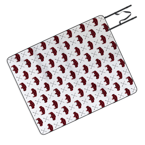 Little Arrow Design Co buffalo and arrows in plaid Picnic Blanket
