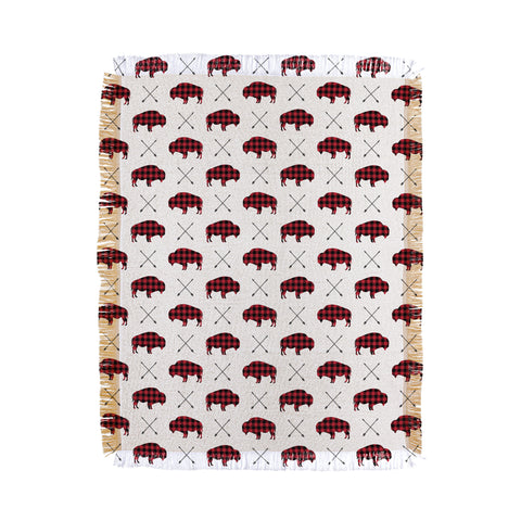 Little Arrow Design Co buffalo and arrows in plaid Throw Blanket