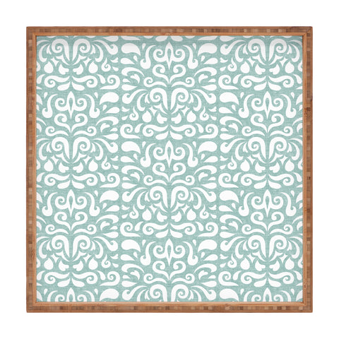 Little Arrow Design Co cadence damask teal Square Tray